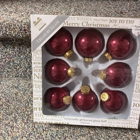 Unique Vintage Other - Unique Vintage Glittering Red Ornaments Set